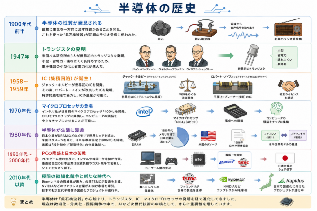 半導体の歴史〜1900年代から2010年代までを解説